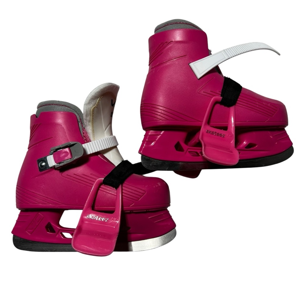 Kids Pink Skates with Helper Stand On‎ Straps
